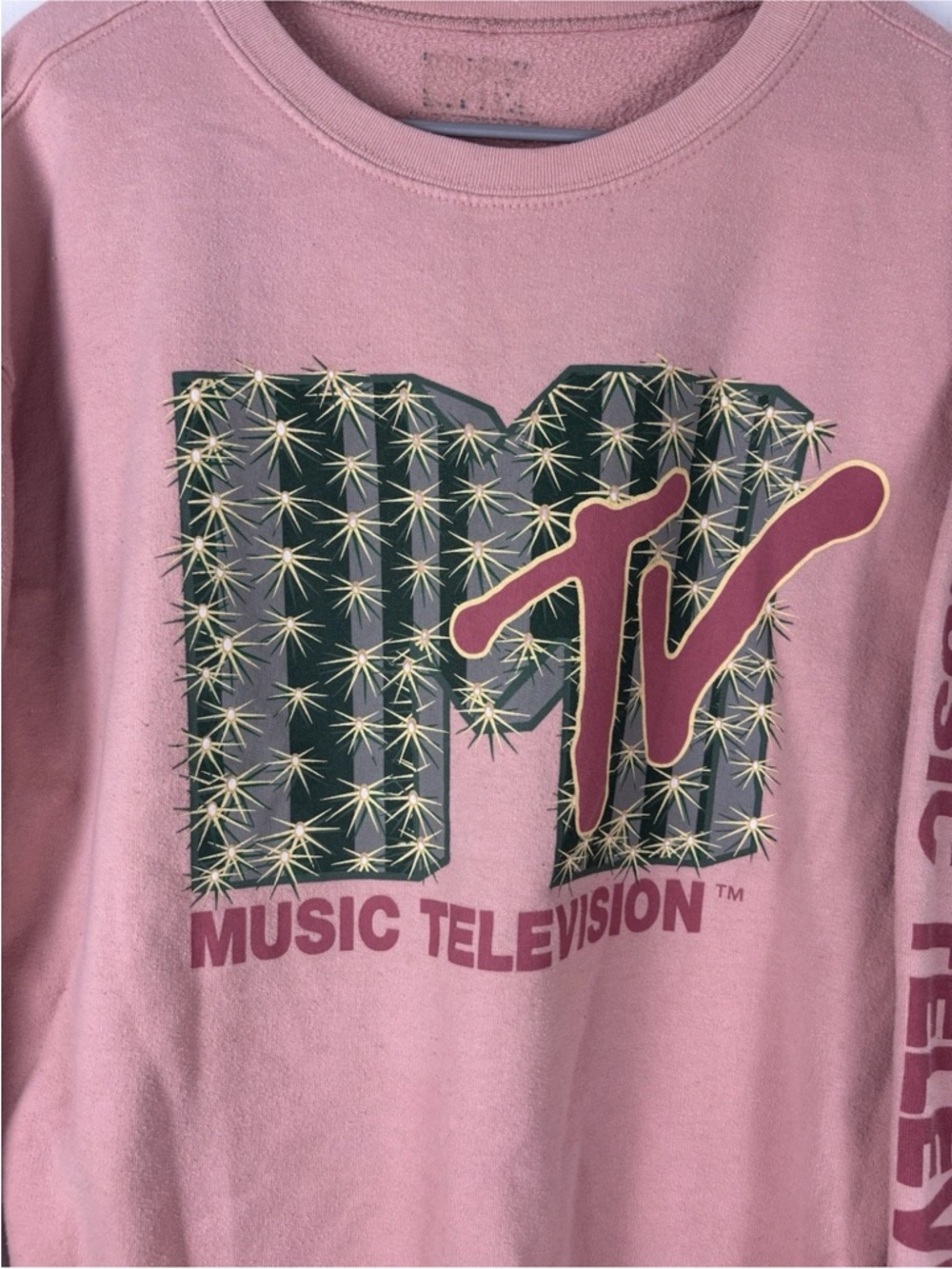MTV Graphic Sweatshirt Pink Crewneck Medium Retro Logo - Picture 4 of 8